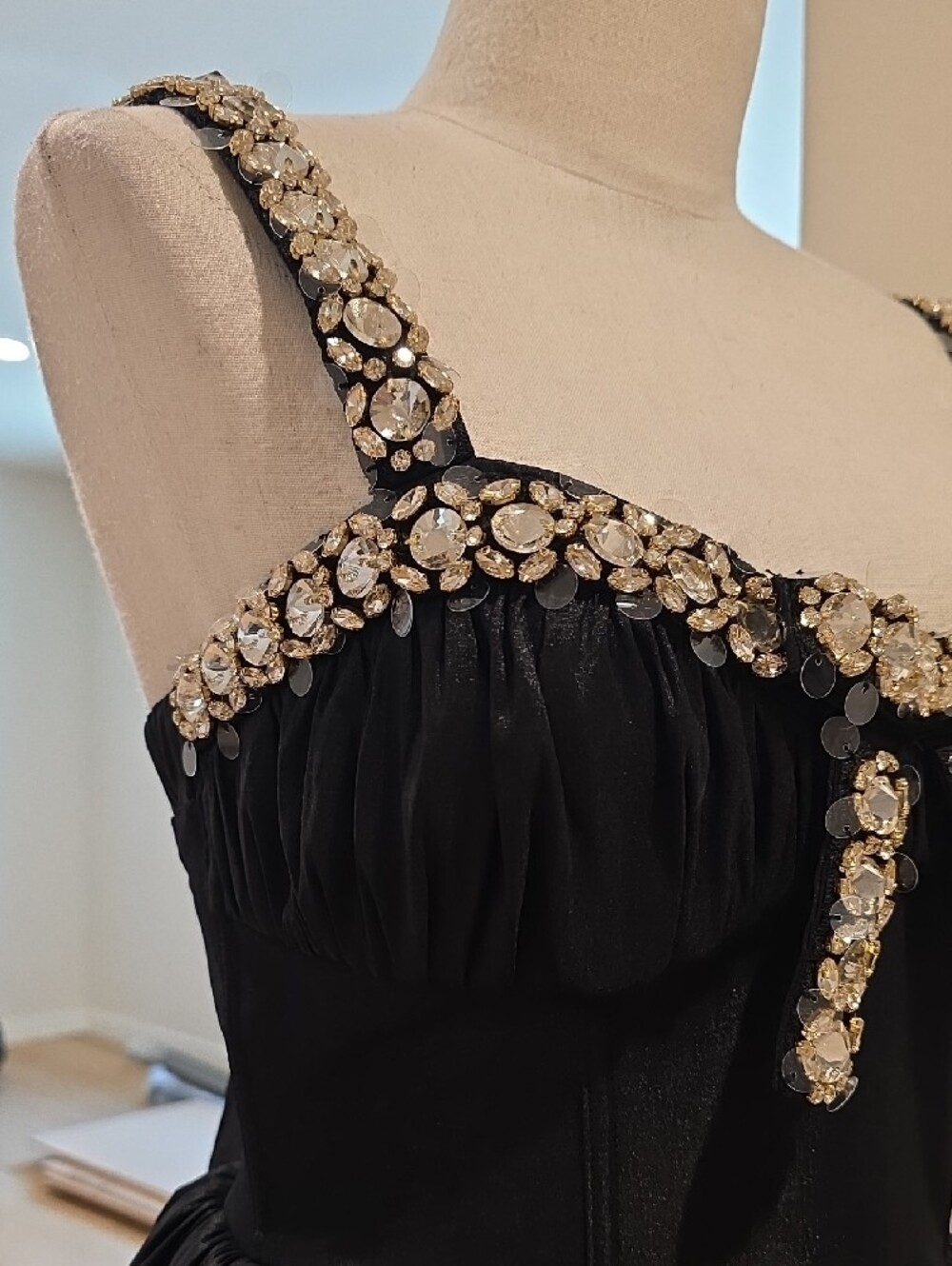 NWT $289 FOR LOVE AND LEMONS EMALIE EMBELLISHED TAFFETA BLACK MINI DRESS SIZE M - Picture 6 of 9